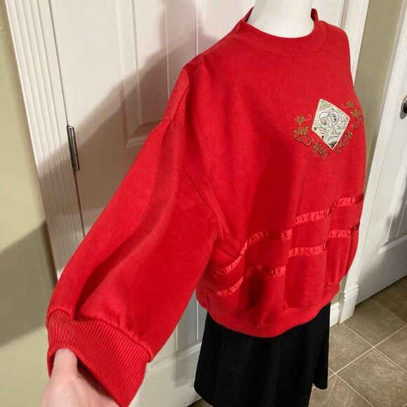 VINTAGE Red plus size monogrammed letter P sweatshirt ~ Paisley 2X XXL 3X top - Picture 5 of 12